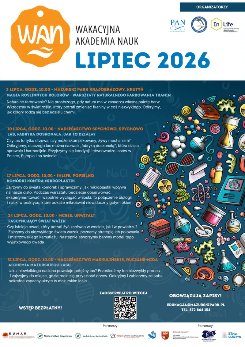 Wakacyjna Akademia Nauk Lipiec 2026 plakat informacyjny