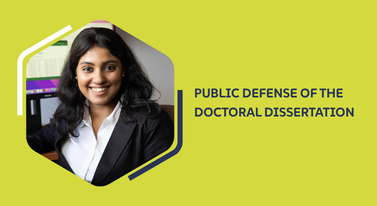 Info graphic: PhD defense of Ranjini Ghosh Dastidar, featuring her portrait photo.